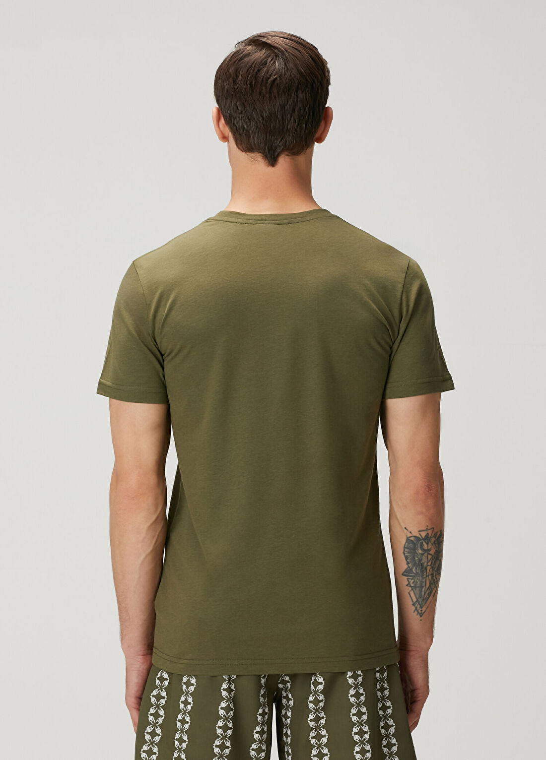 Bernotti Haki Logo Baskılı Basic T-shirt görsel 4