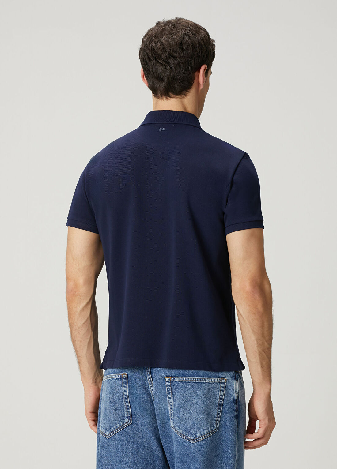 Ami Paris Classic Fit Lacivert Polo Yaka T-shirt görsel 4