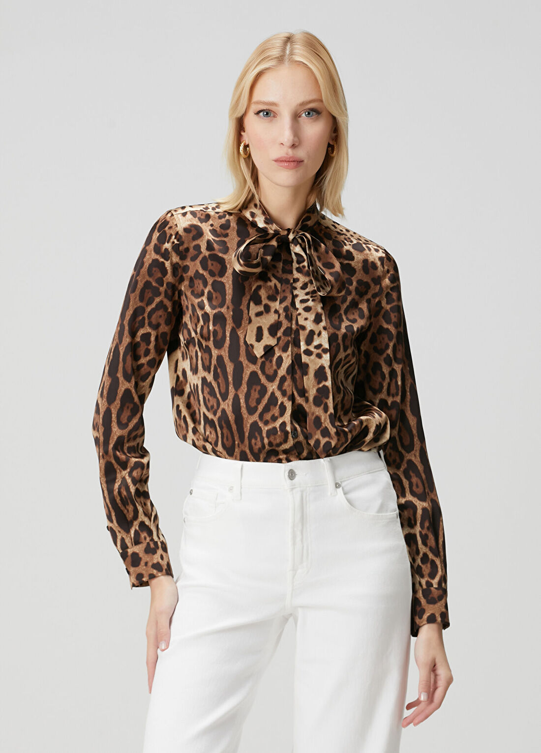 Dolce&Gabbana Leopar Desenli İpek Gömlek görsel 3