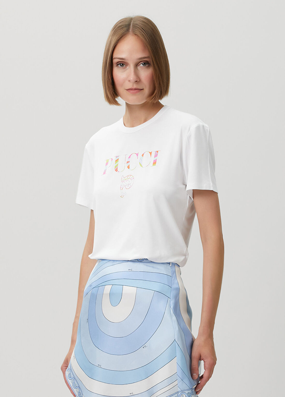 Pucci Beyaz Logolu T-shirt görsel 3