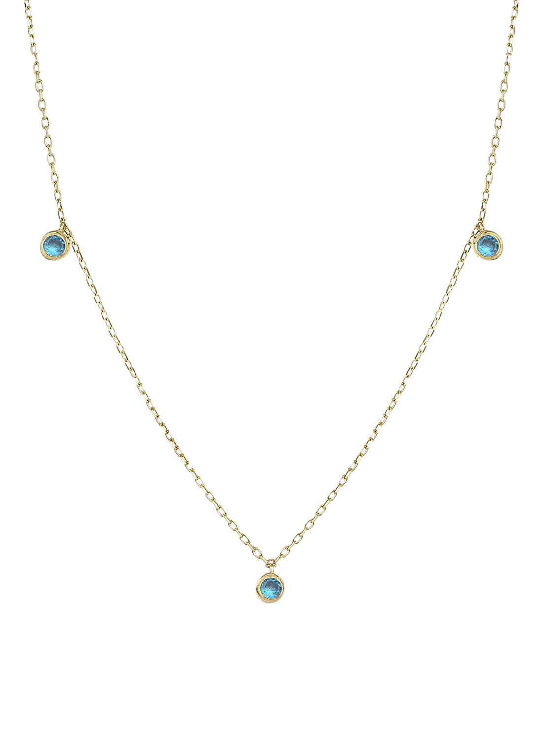 Orena Jewelry Sapphire Trio 14 Ayar Altın Kadın Kolye