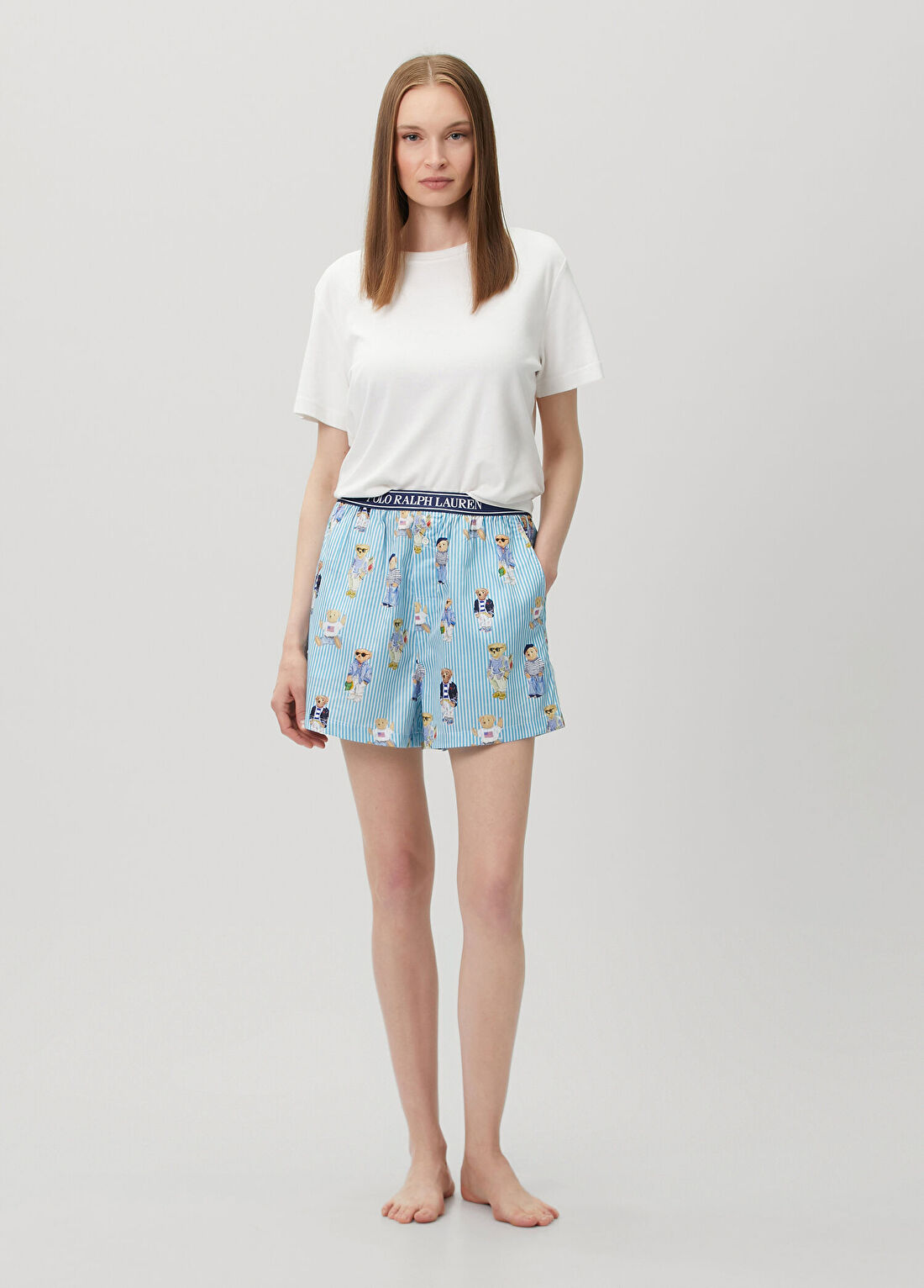 Polo Ralph Lauren-Lingerie Polo Bear Mavi Çizgili Boxer Şort