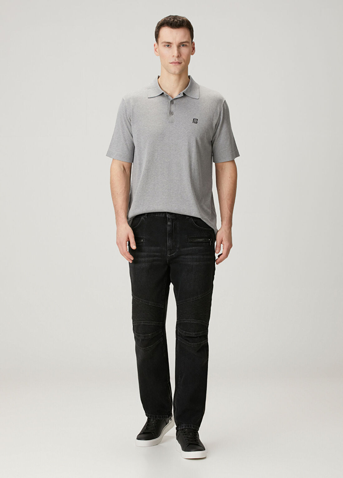 Balmain Regular Fit Siyah Biker Jean Pantolon