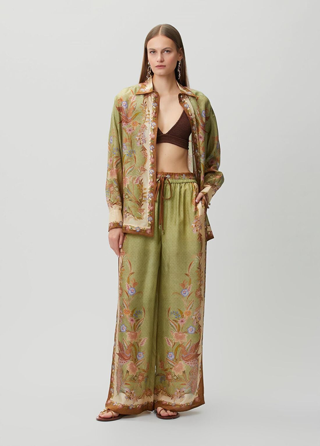 Zimmermann Indra Relaxed Haki İpek Pantolon