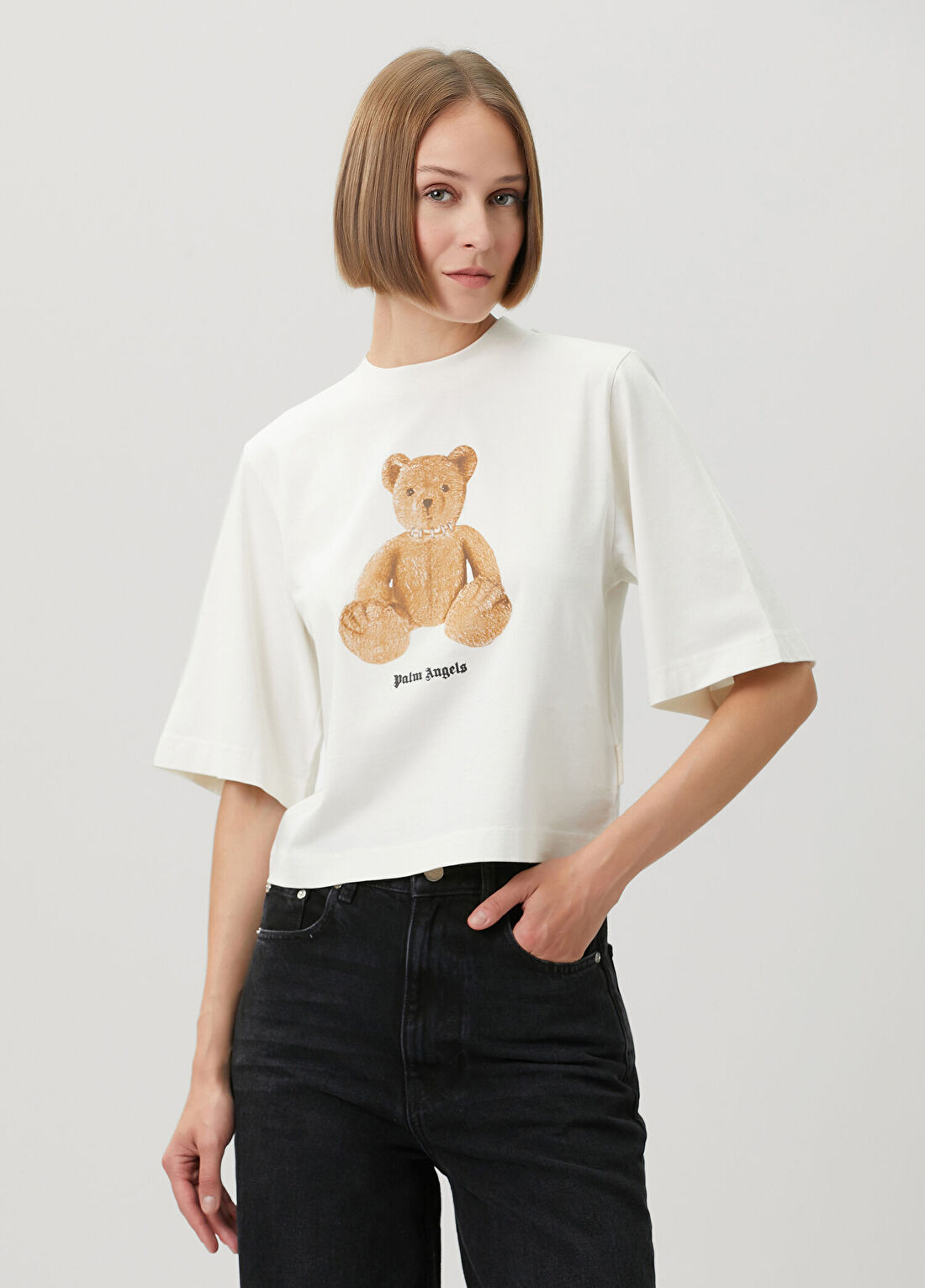 Palm Angels Bear Boxy Beyaz Baskılı T-shirt