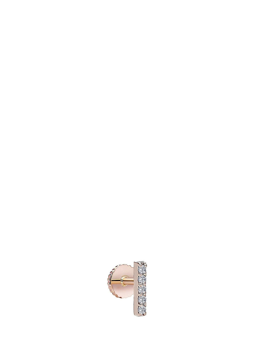 Safir Mücevher Line Pırlanta Taşlı 14 Ayar Rose Gold Kadın Piercing Tragus Küpe