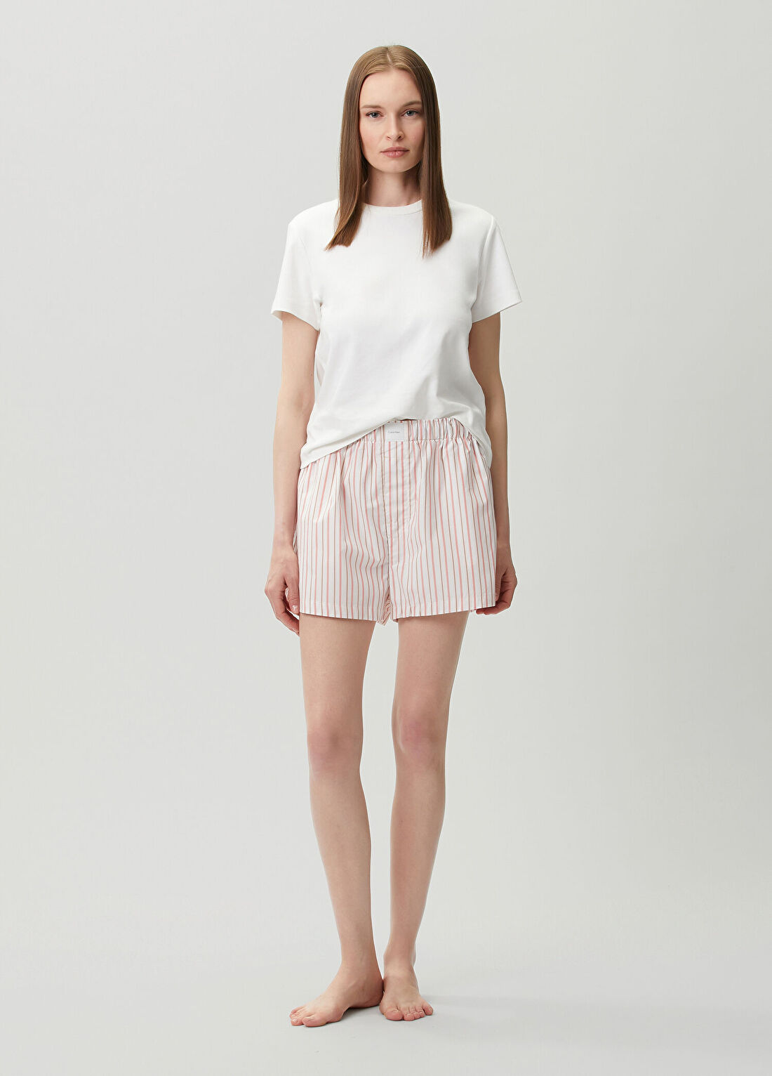 Calvin Klein Turuncu Çizgili Poplin Şort