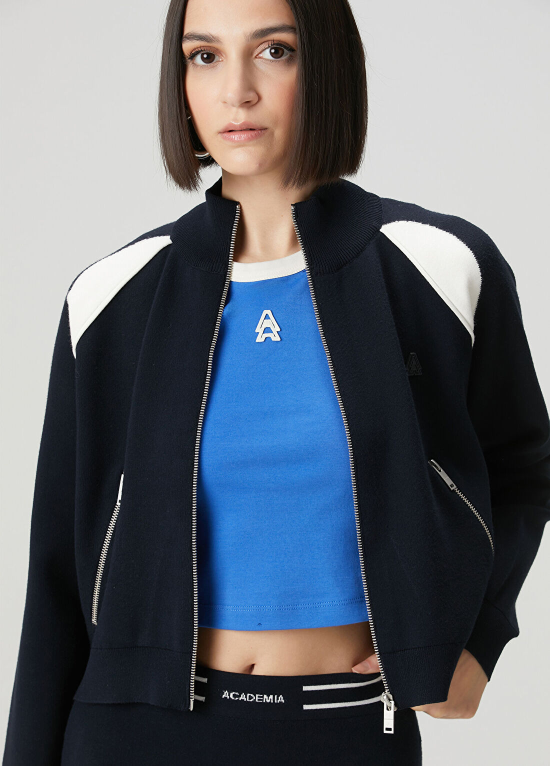 Academia Lacivert Biye Detaylı Hırka görsel 3