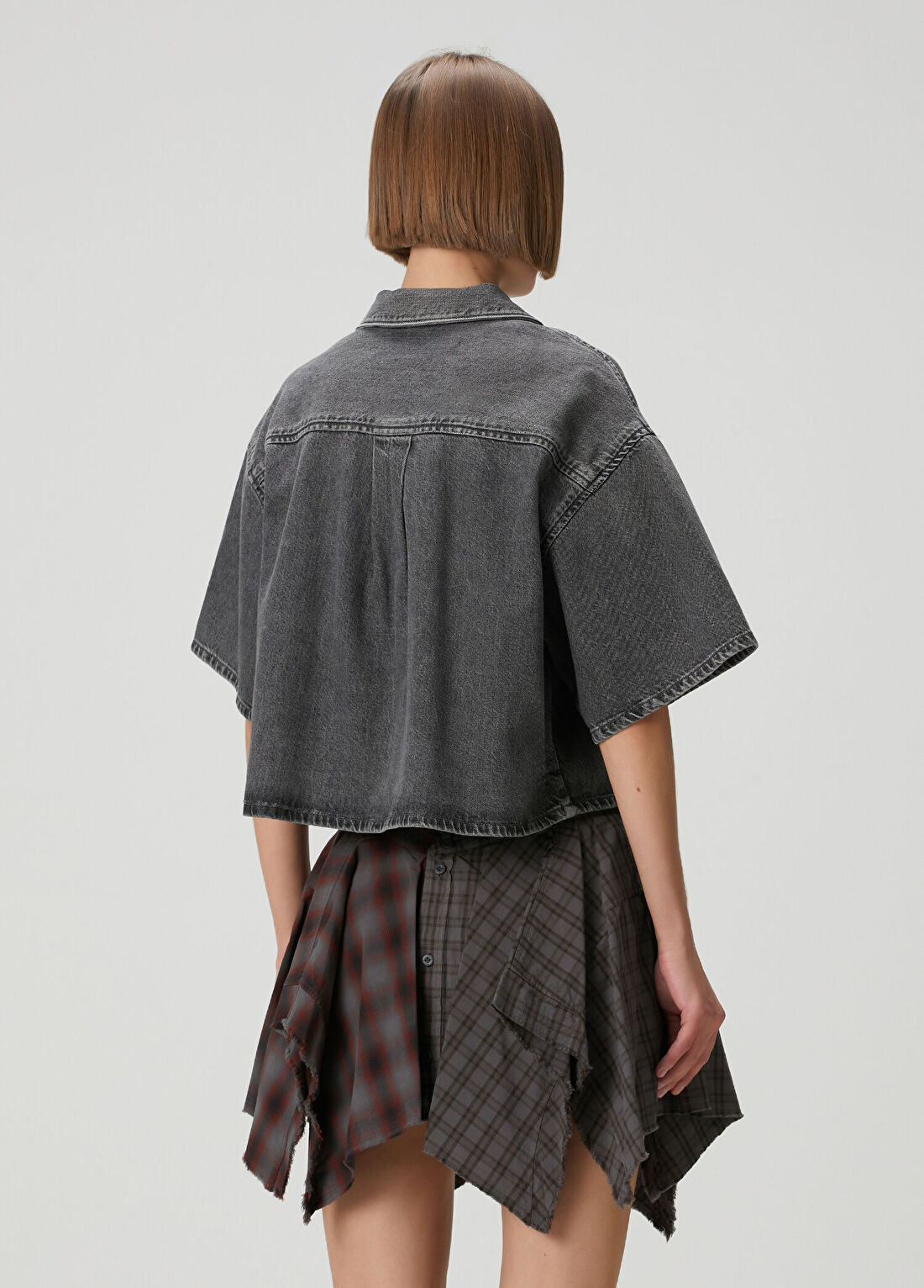 T by Alexander Wang Gri Denim Gömlek görsel 4
