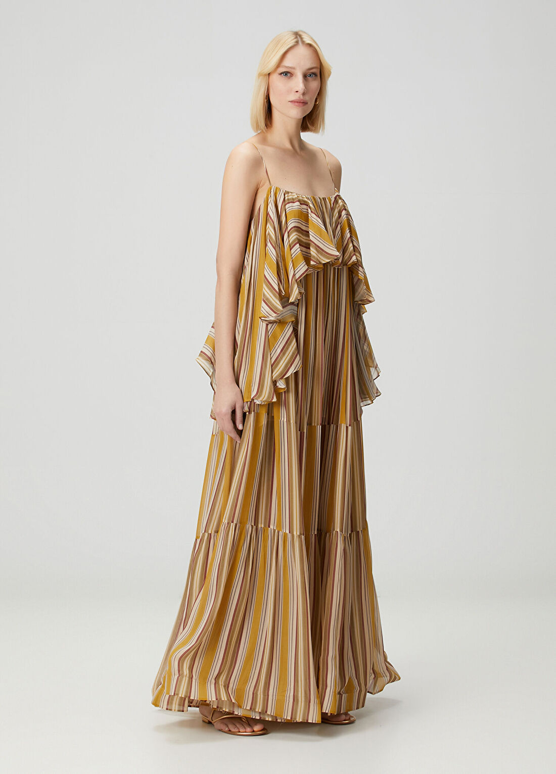 Zimmermann Rebellion Bohemian Hardal Çizgili Maksi Elbise görsel 2