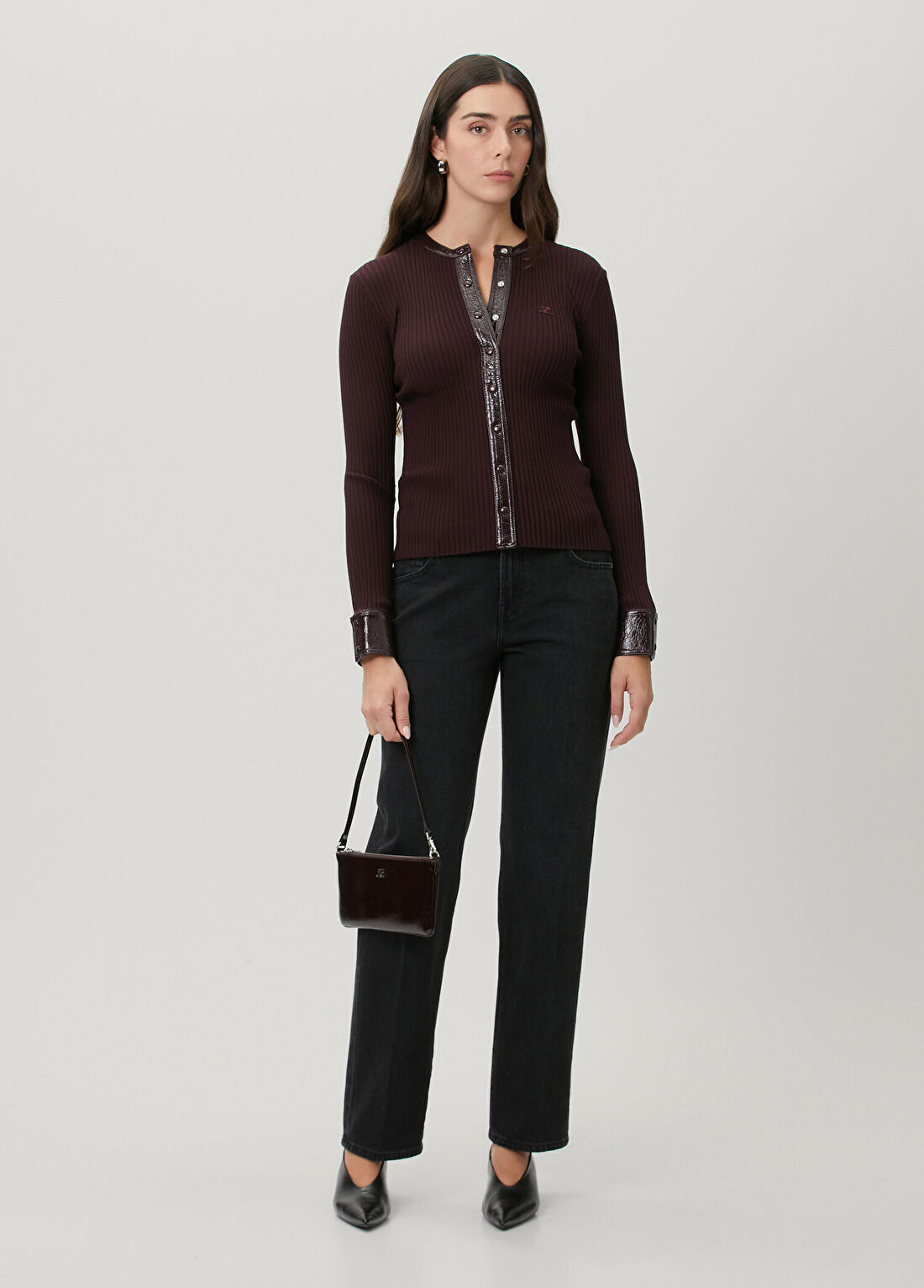 Courreges Bordo Ribli Hırka görsel 2