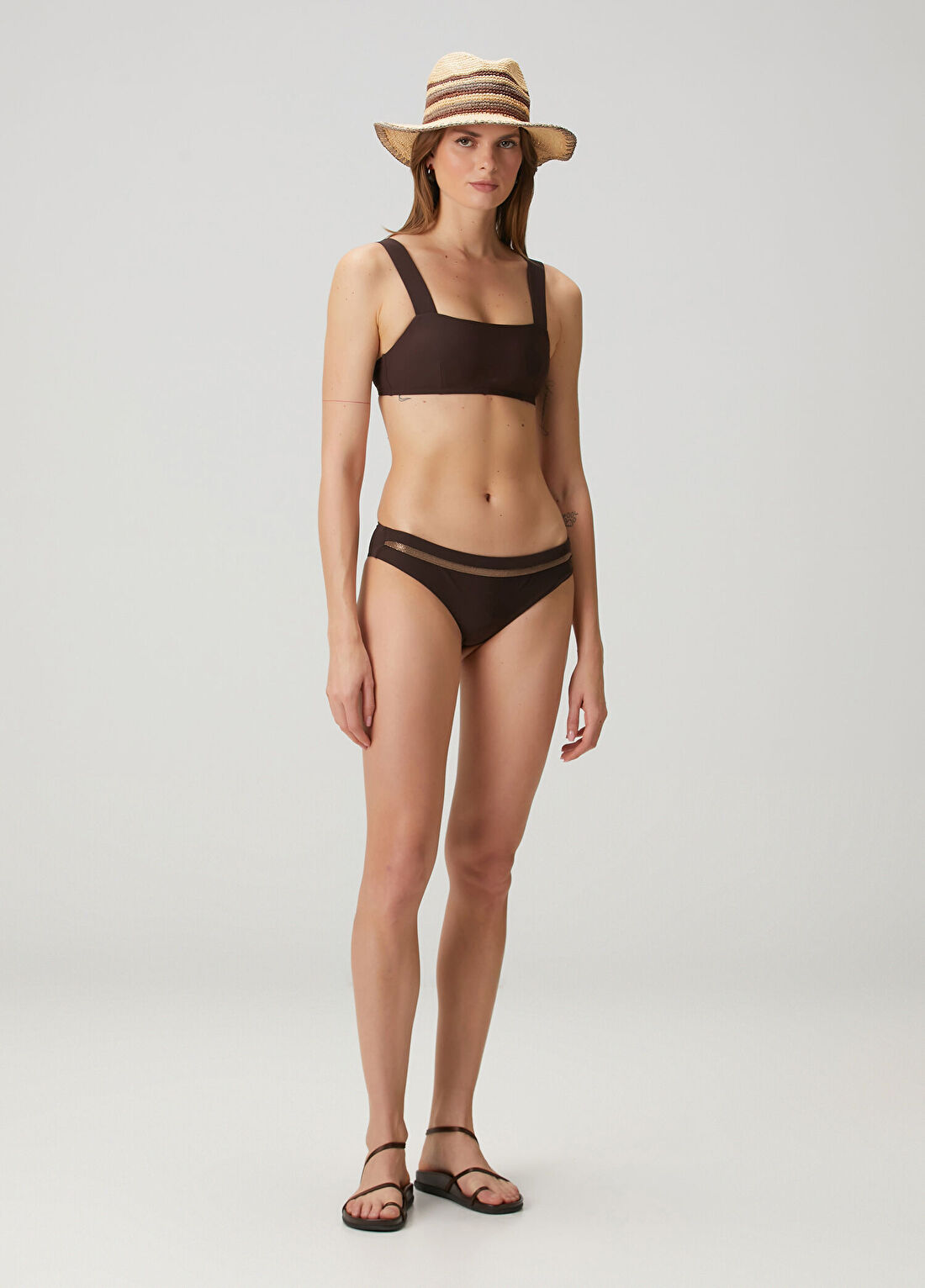 Brunello Cucinelli Kahverengi Zincir Şeritli Bikini Altı