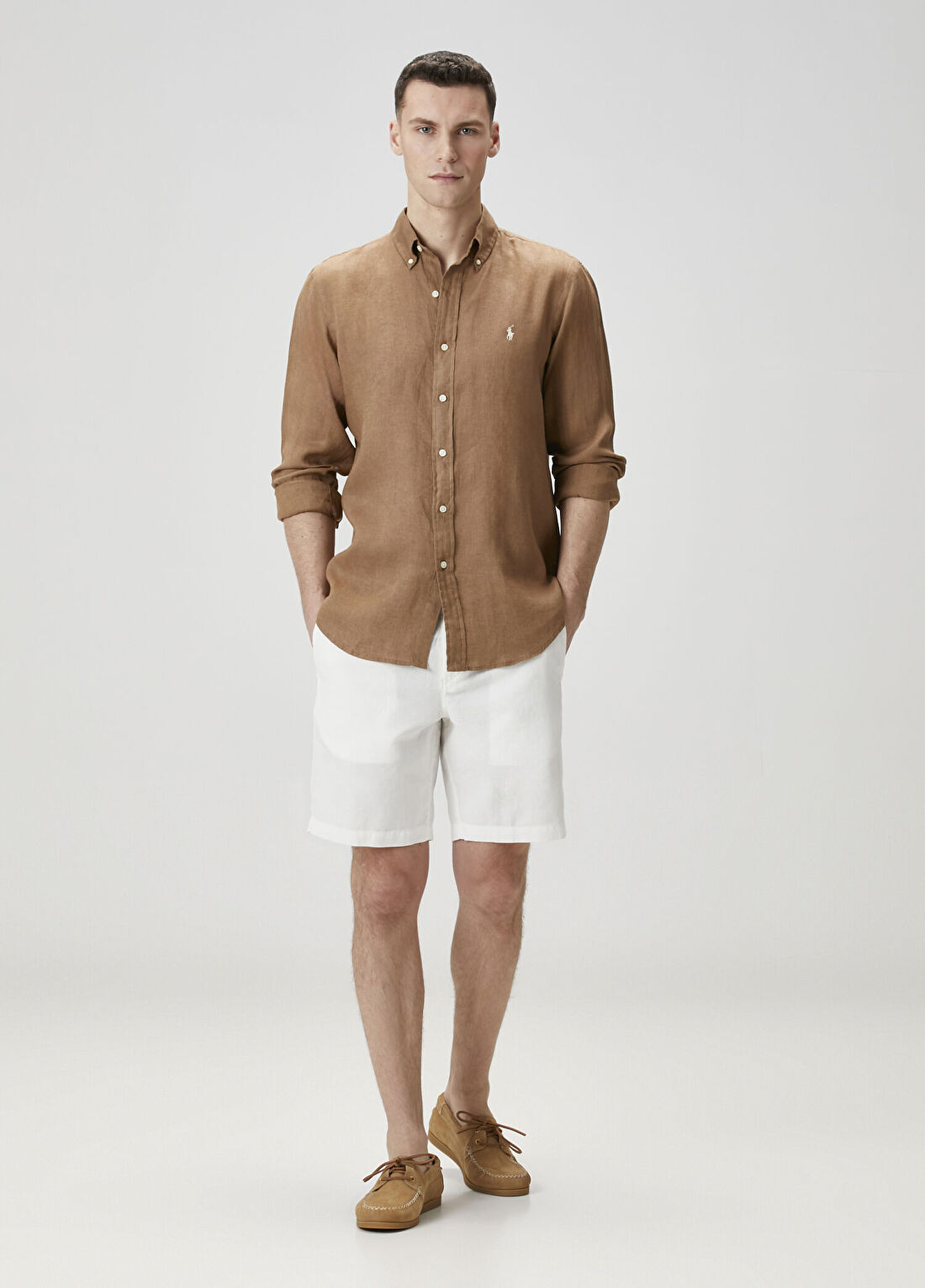 Polo Ralph Lauren Beyaz Keten Bermuda