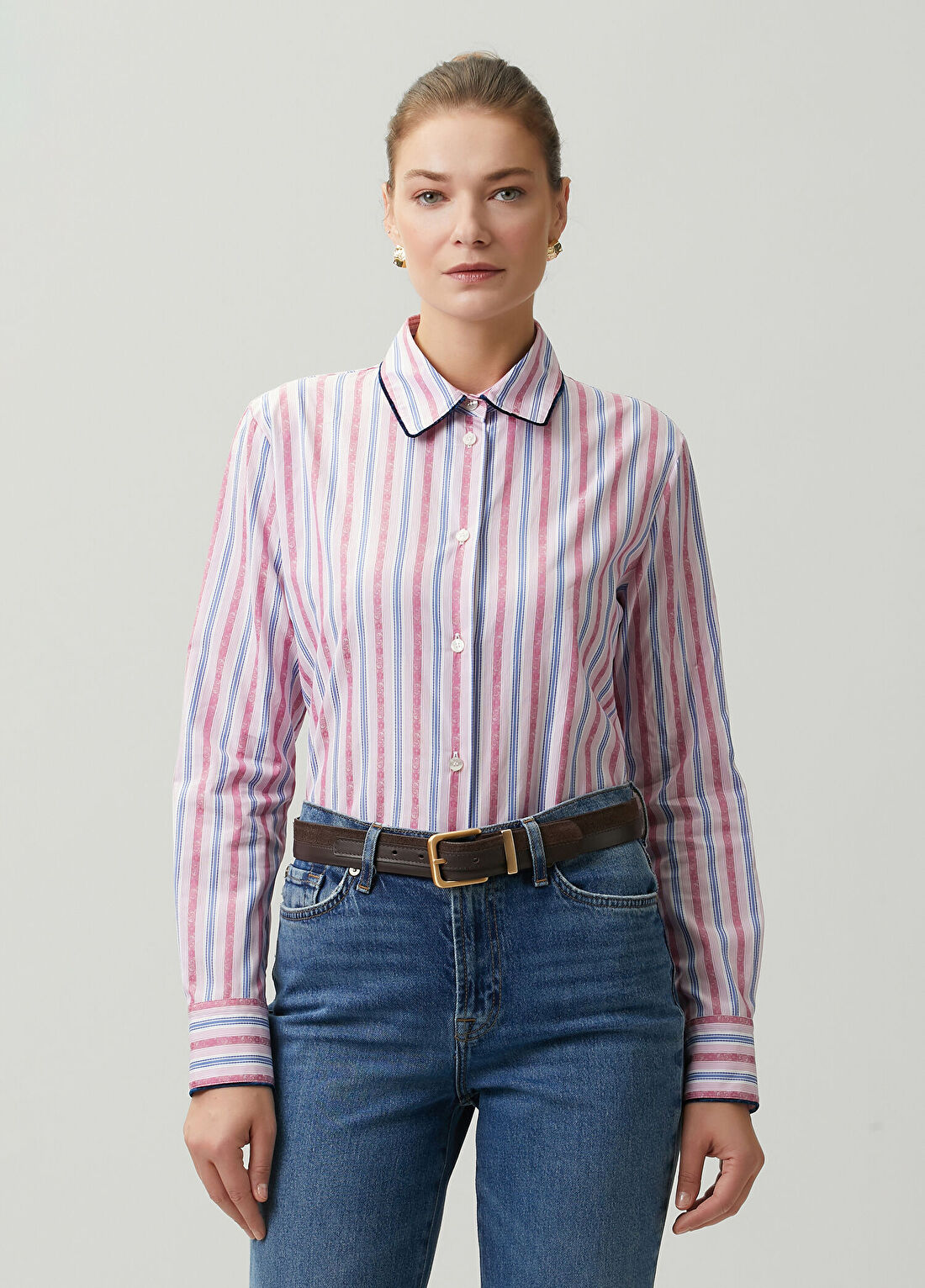 Etro Pembe Fil Coupé Çizgili Gömlek