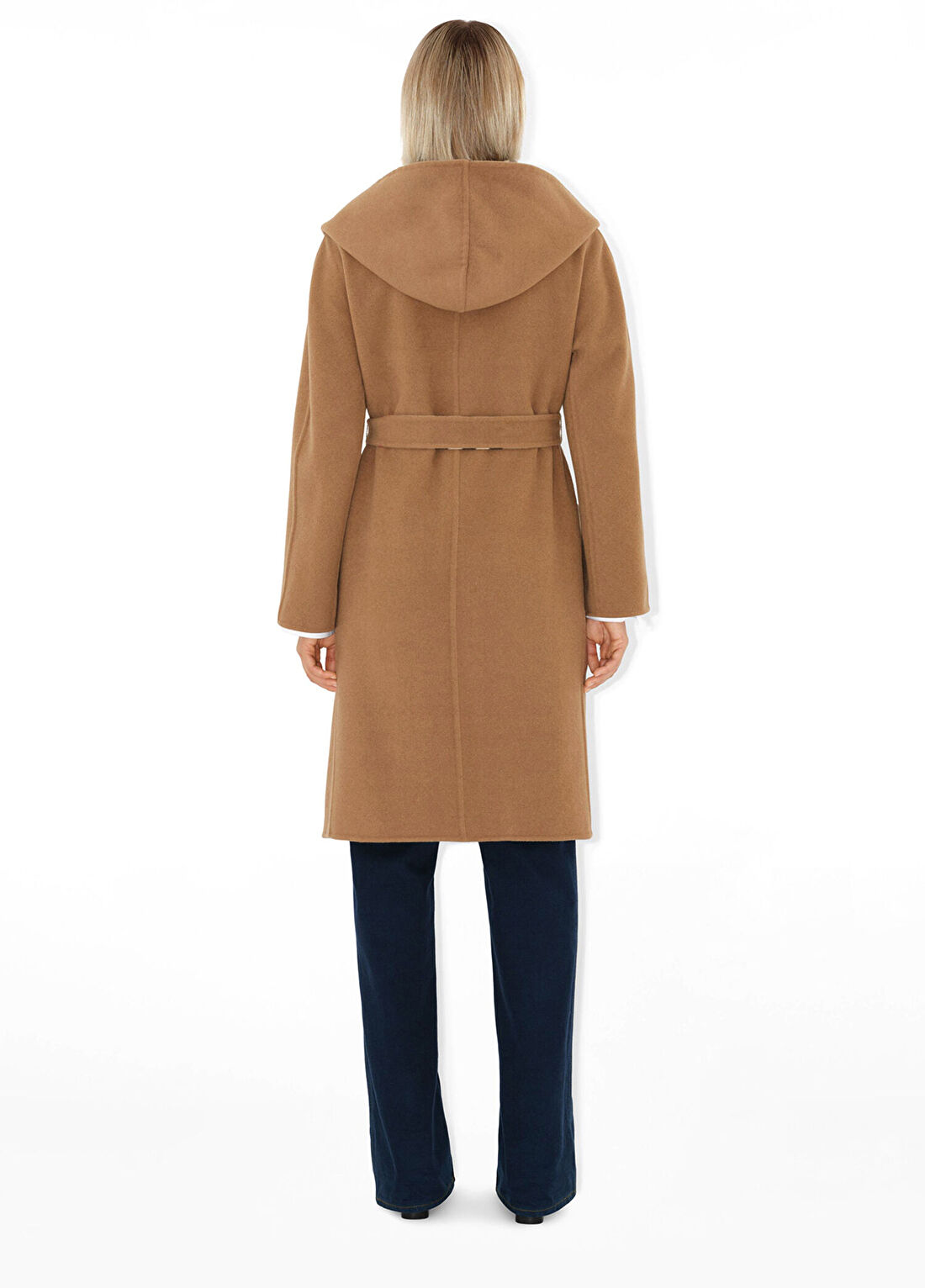 Burberry Bej Yün Wrap Kadın Palto görsel 4