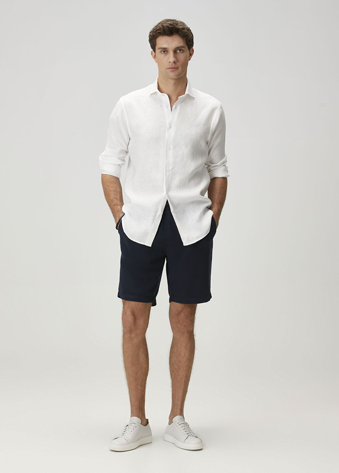 Beymen Collection Comfort Fit Beyaz Keten Gömlek görsel 2