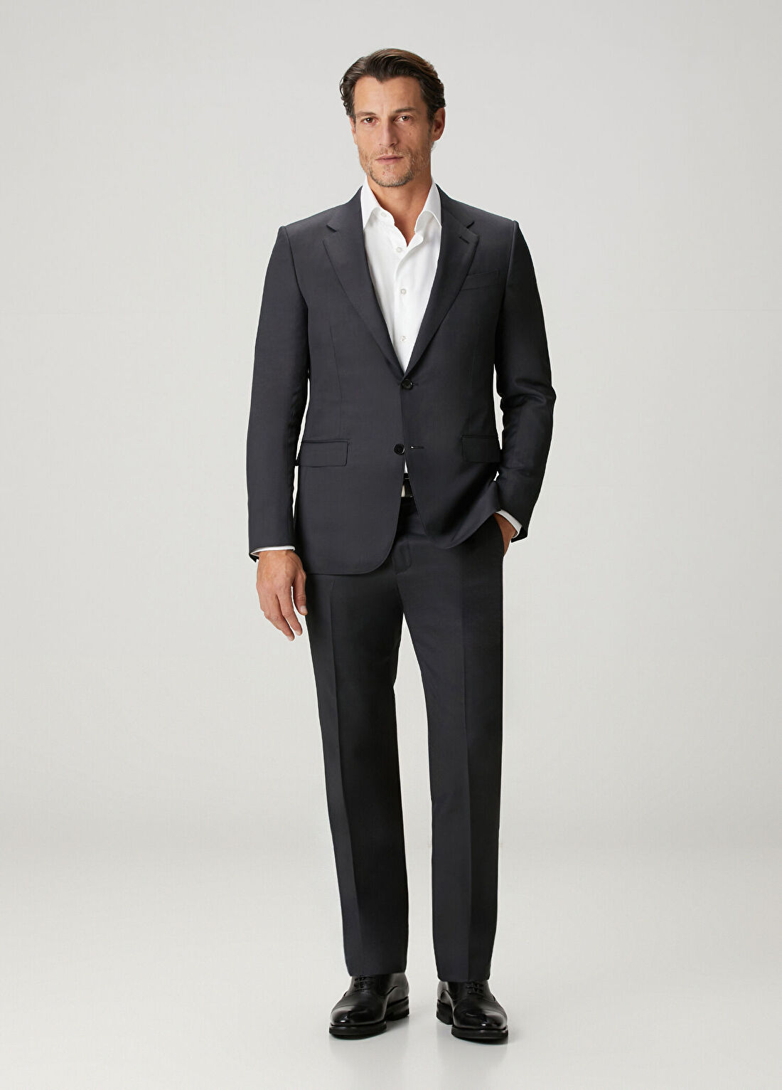 Zegna Lacivert Mikro Desenli Yün Takım Elbise