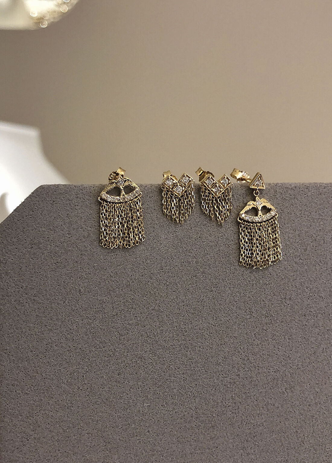 Ginza Design Jewelry Napoli Pırlanta Taşlı 14 Ayar Altın Kadın Tek Küpe görsel 4