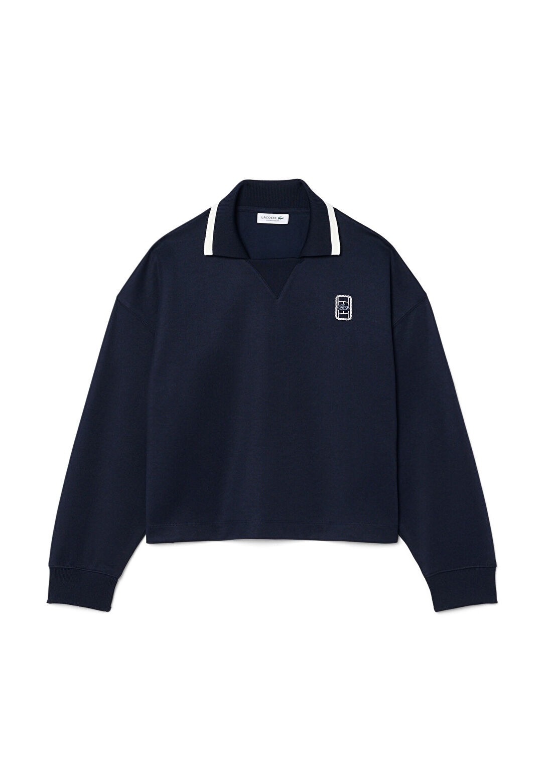Lacoste Lacivert Polo Yaka Oversize Fit Uzun Kollu Kadın Sweatshirt