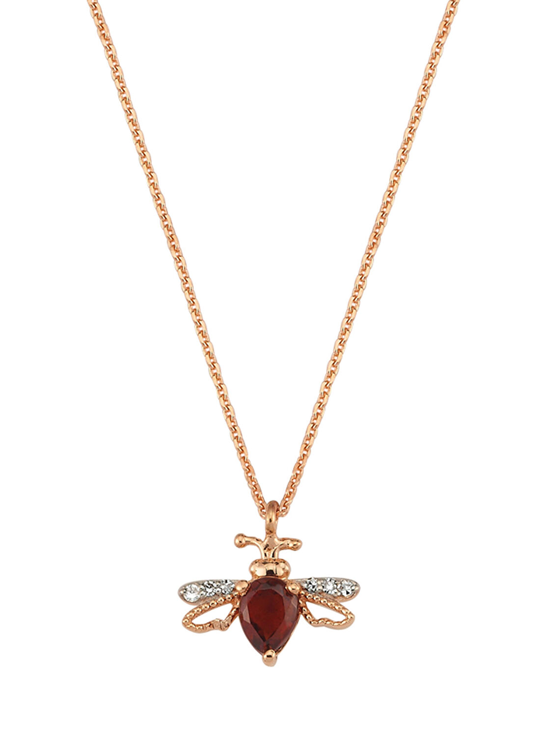 Bee Goddess Queen Bee Kadın Garnet Pırlanta Altın Kolye