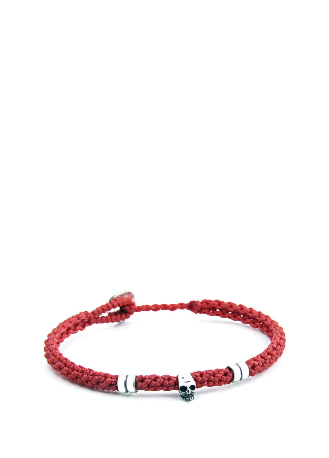 Kayra Khan Skull Double OO Brd Wax Erkek Gümüş Bileklik