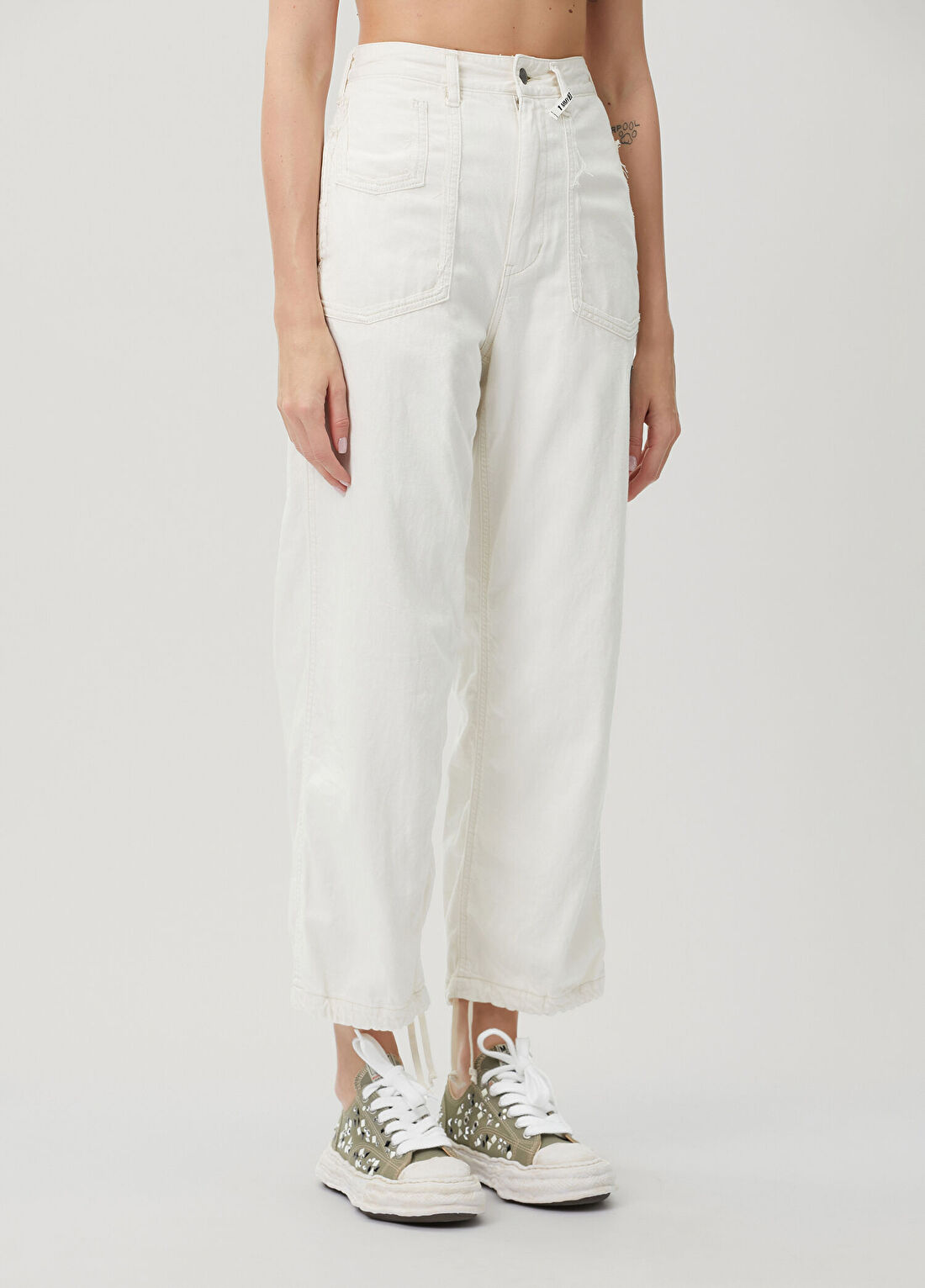 Maison Mihara Yasuhiro Beyaz Jean Pantolon görsel 2