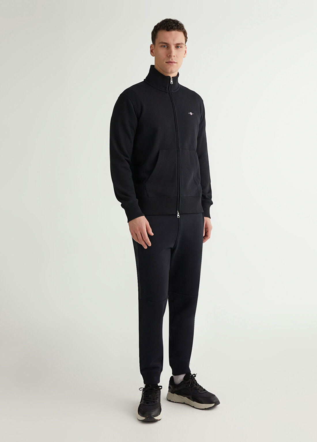Gant Siyah Logolu Fermuarlı Regular Fit Erkek Sweatshirt