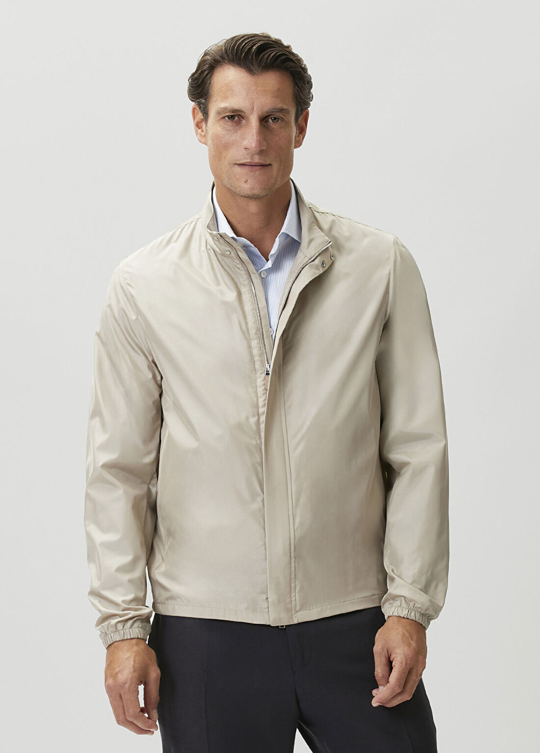 Zegna Açık Bej İpek Mont