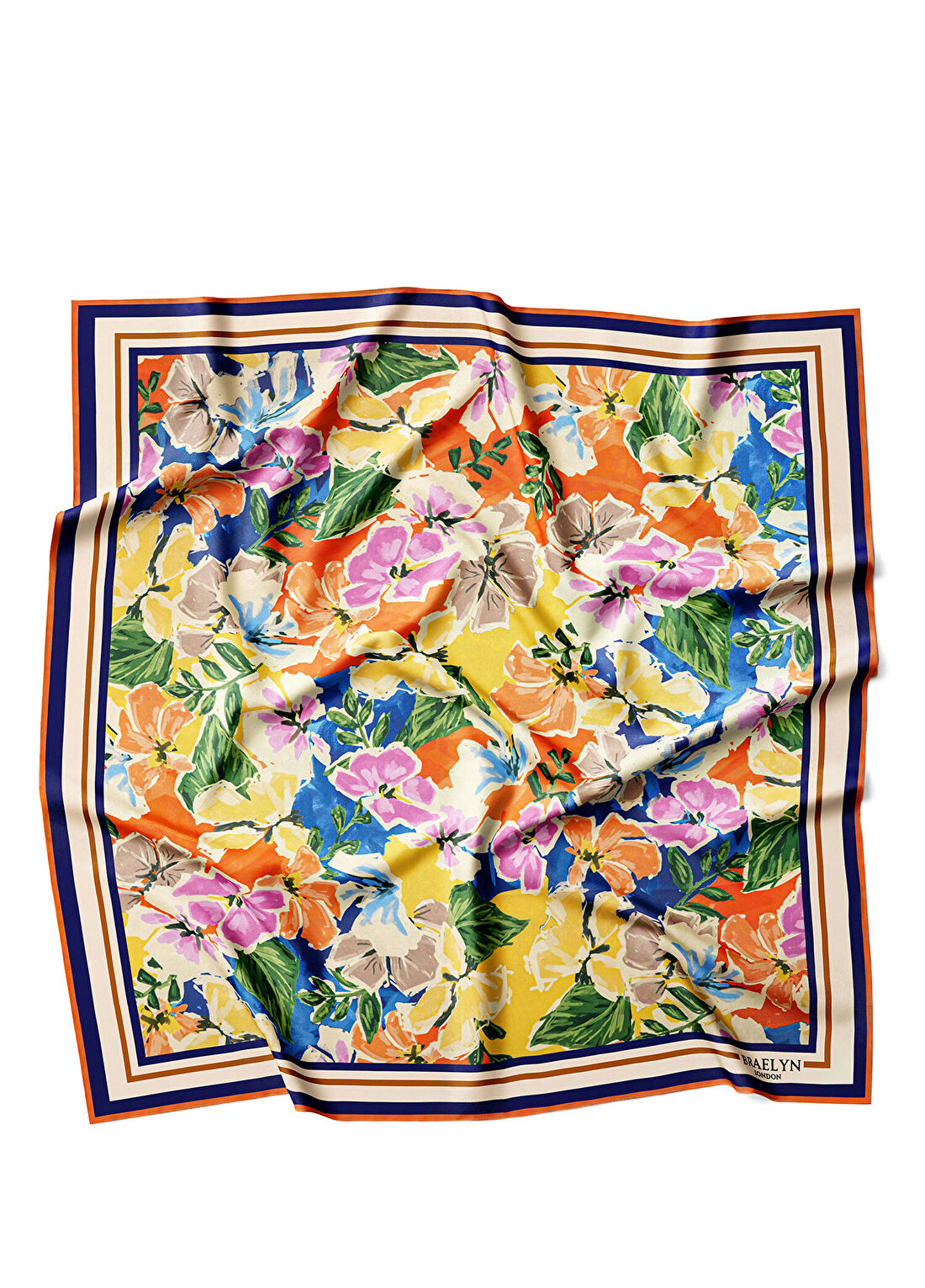 Braelyn London Sunny Bloom Twill Desenli İpek Kadın Eşarp