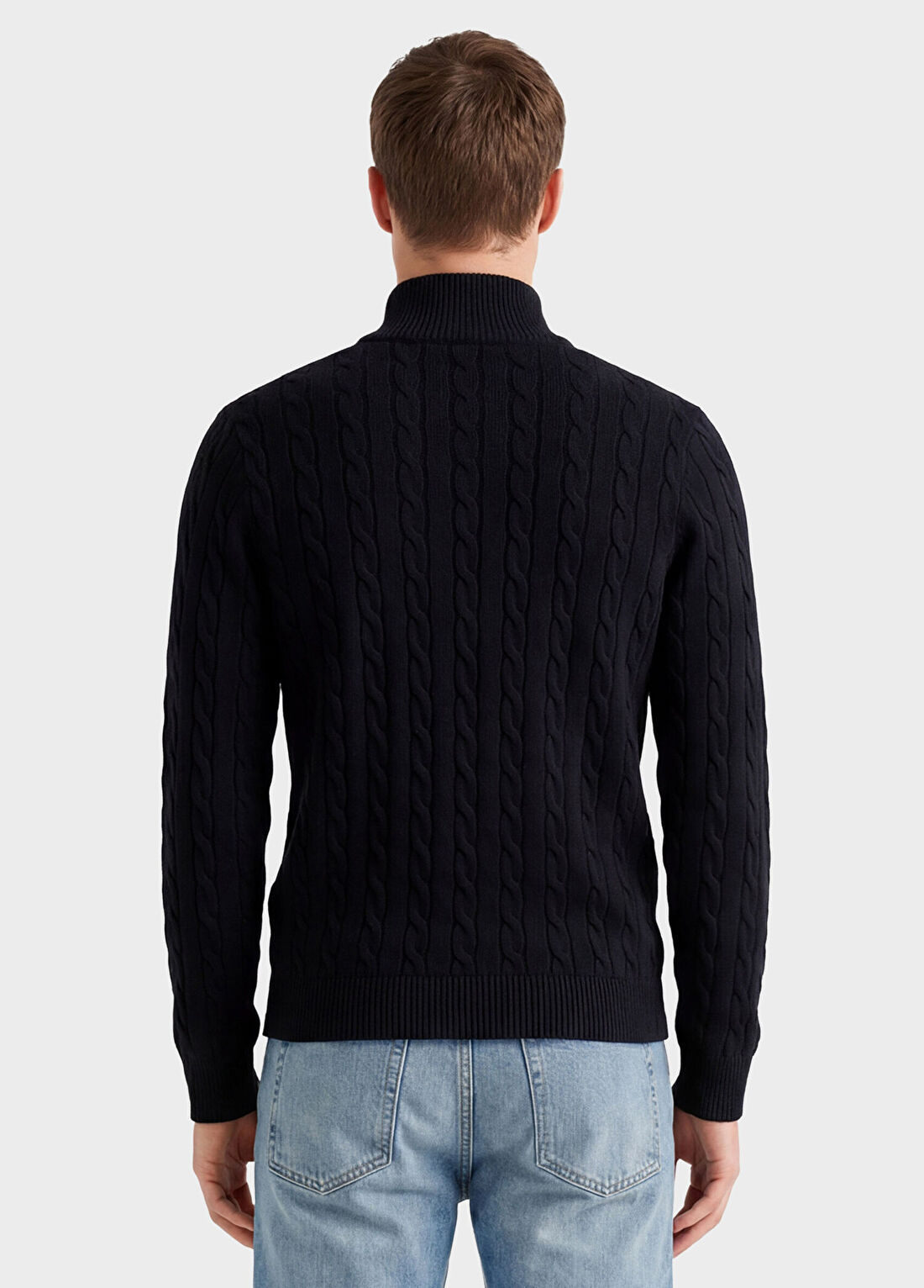Gant Siyah Yarım Fermuarlı Regular Fit Erkek Örgü Kazak görsel 4