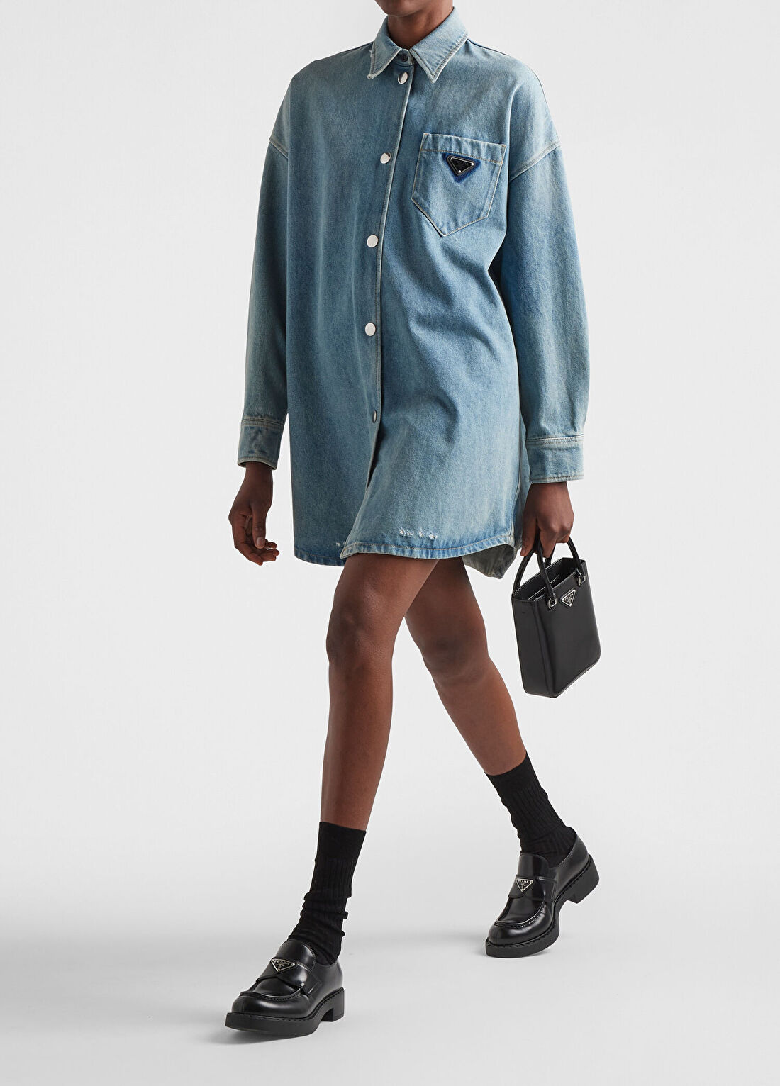 Prada Oversize Organik Denim Kadın Gömlek görsel 2