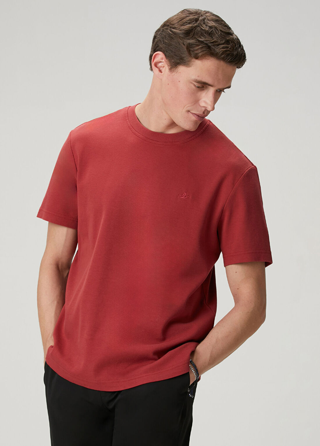 Beymen Club Mürdüm Relax Fit Interlock Basic T-shirt görsel 4