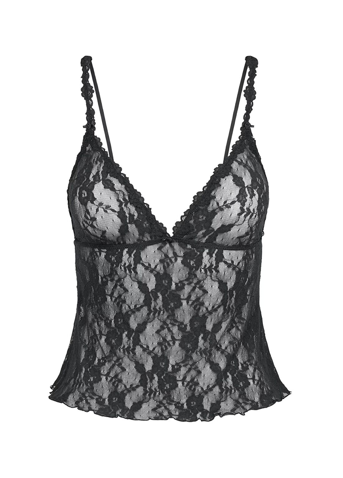 Skims Stretch Lace Siyah Üçgen Cami ve Şort Set görsel 2