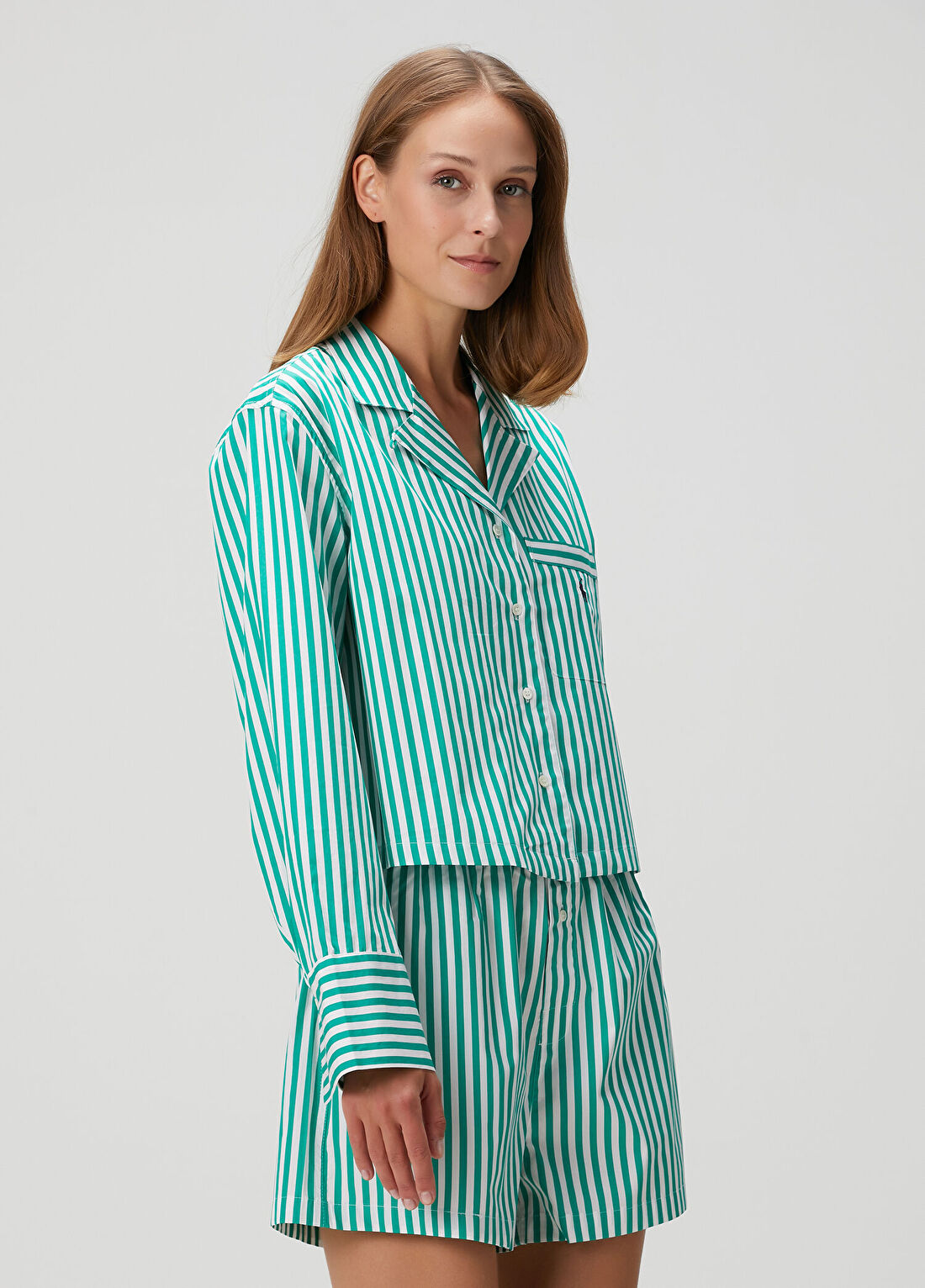 Polo Ralph Lauren-Lingerie Yeşil Çizgili Pijama Takımı görsel 3