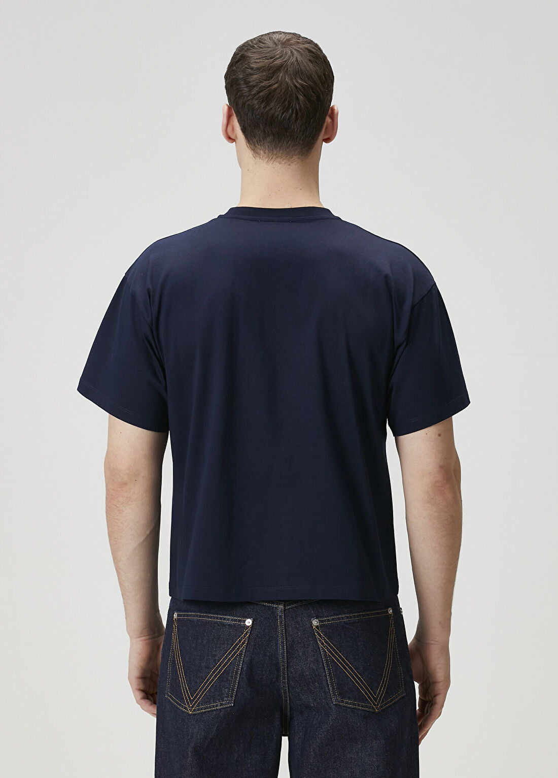 Versace Lacivert Logo Nakışlı T-shirt görsel 4