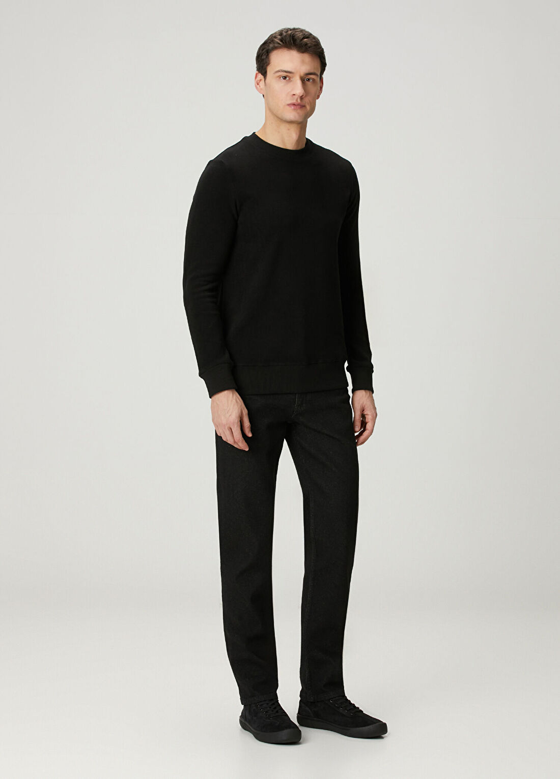 SimpleQloth Stockholm Siyah Bisiklet Yaka Regular Fit Erkek Sweatshirt görsel 4