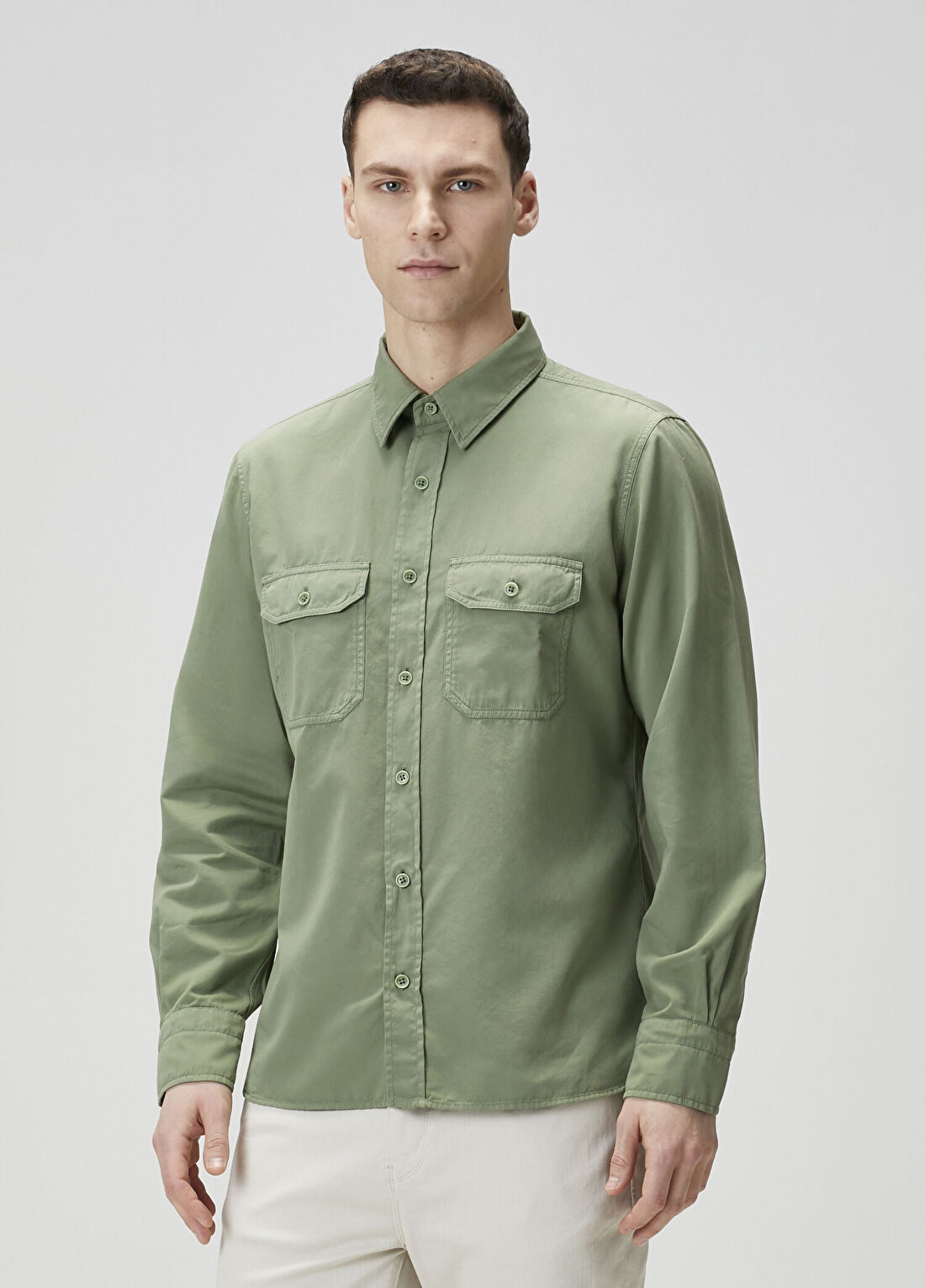 Tom Ford Military Fit Yeşil Gömlek görsel 3
