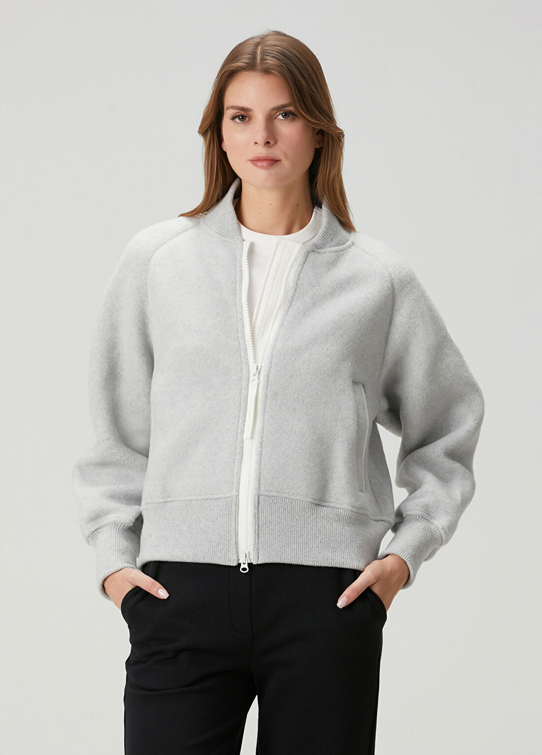 Canada Goose Sierra Fleece Gri Yün Bomber Ceket