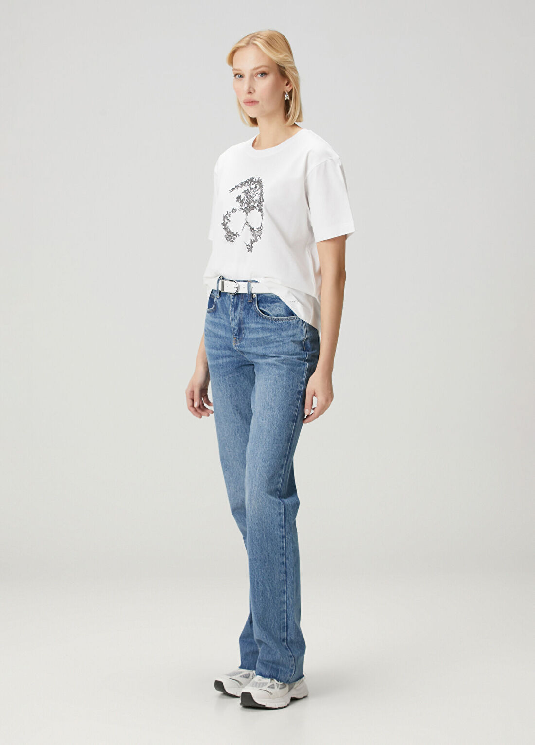 McQueen Beyaz Baskılı T-shirt görsel 2