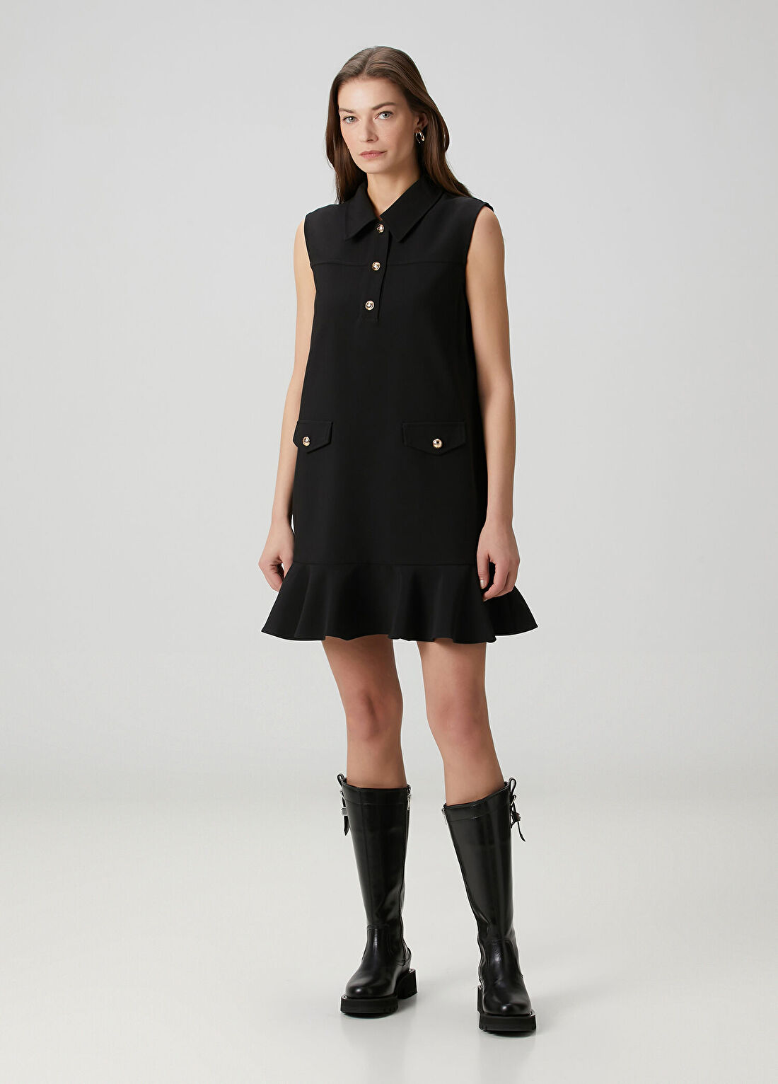 Ganni Siyah Mini Twill Elbise