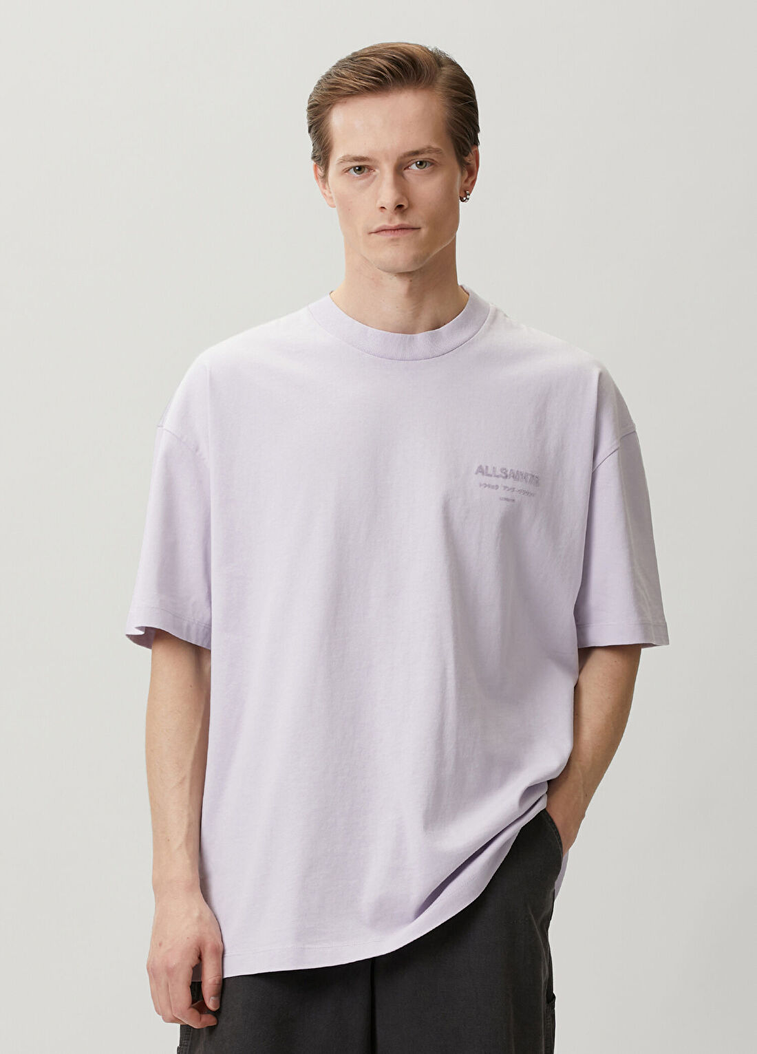 AllSaints Xander Lila Logo Baskılı T-shirt