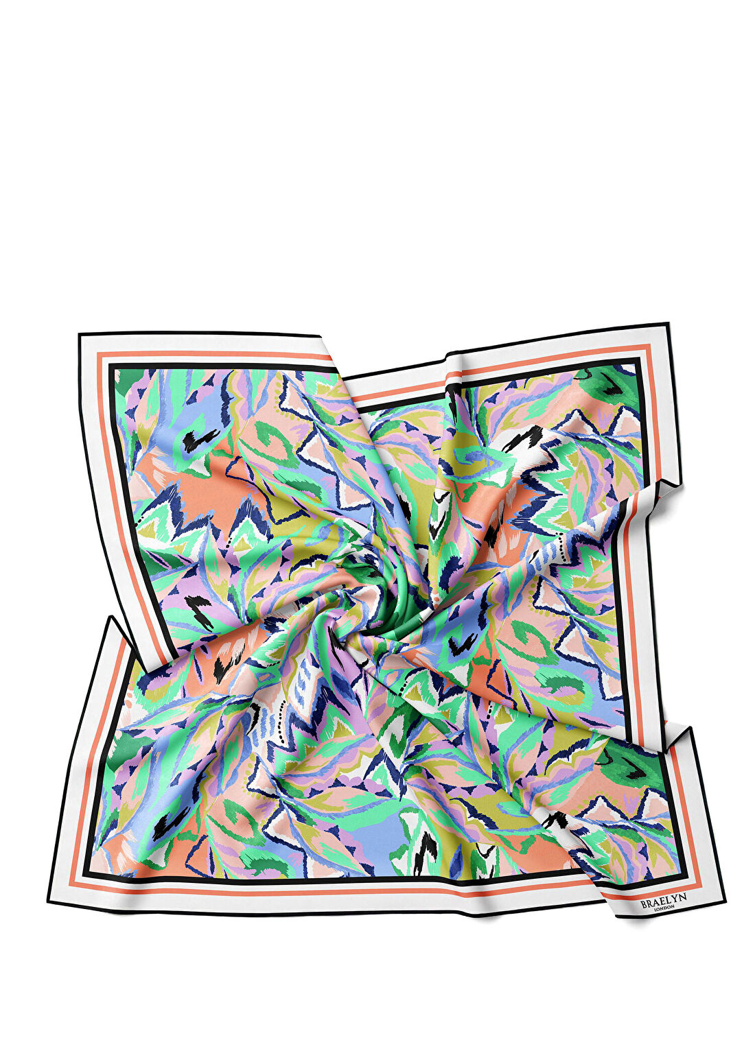 Braelyn London Pastel Serenade Twill Desenli İpek Kadın Eşarp görsel 3