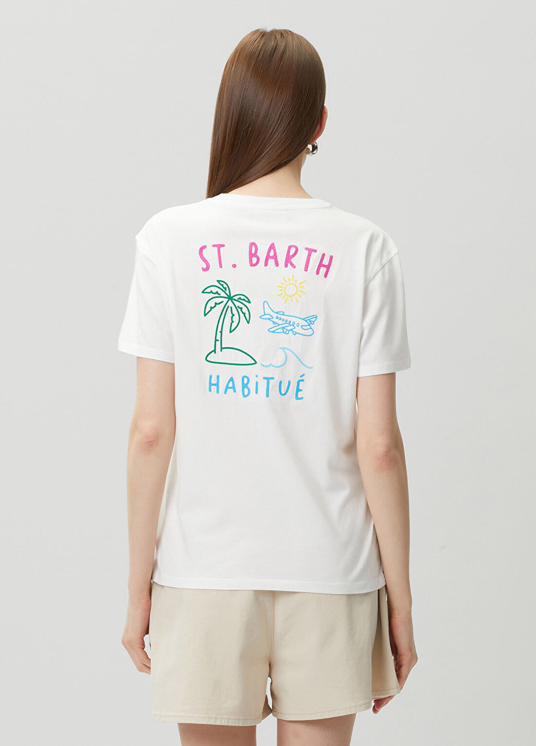MC2 (Saint Barth) Emilie Beyaz Nakışlı T-shirt görsel 4