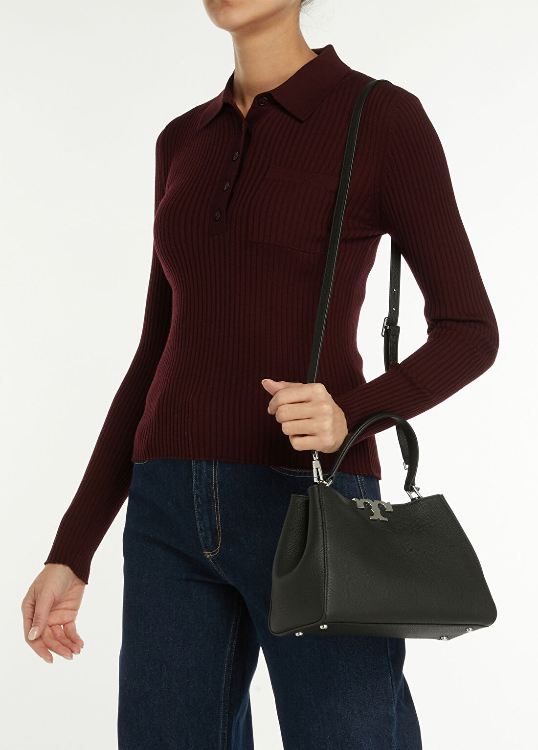 Tory Burch Eleanor Medium Siyah Kadın Deri Çanta görsel 2