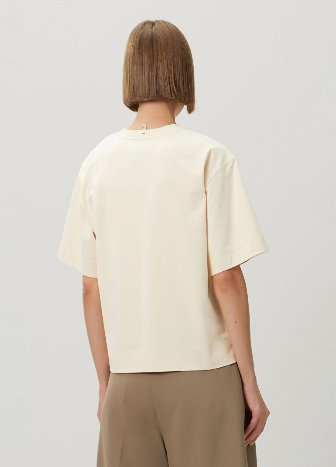 Moncler Grenoble Krem Logo Nakışlı T-shirt görsel 4