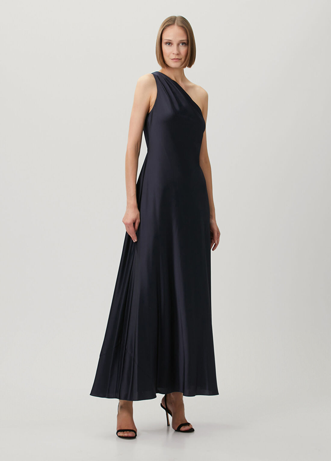 Lauren Ralph Lauren Lacivert Tek Omuzlu Maksi Elbise