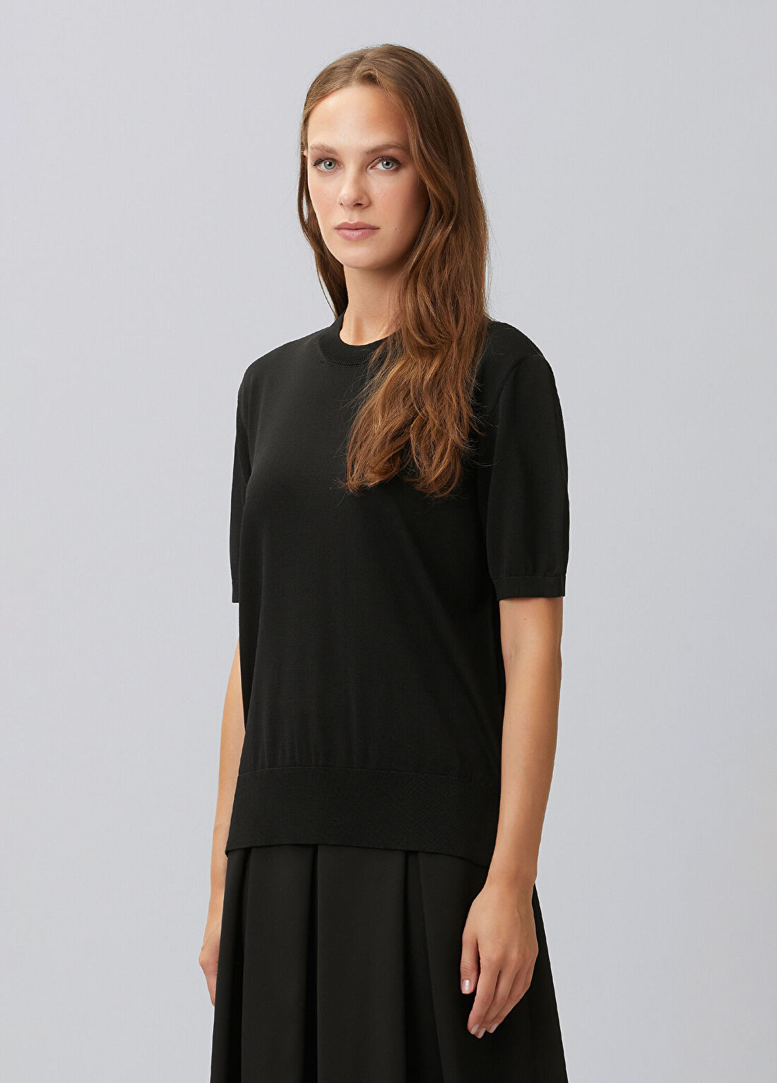 Network Siyah Rayon Basic Kazak görsel 4