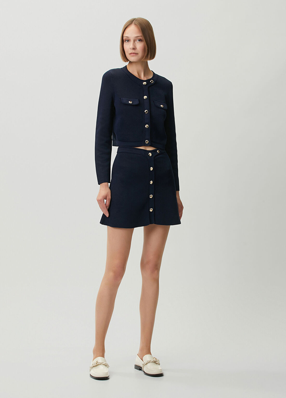 Sandro Claudie Lacivert Crop Triko Hırka görsel 2