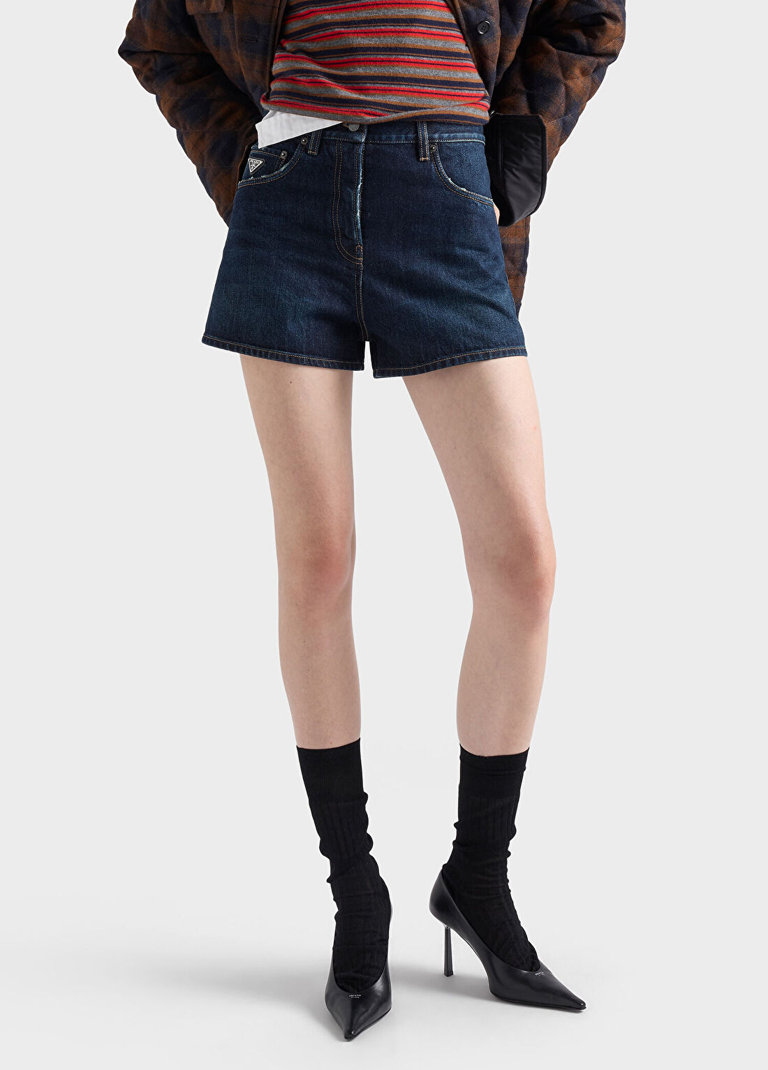 Prada Mavi Denim Kadın Mini Şort görsel 3