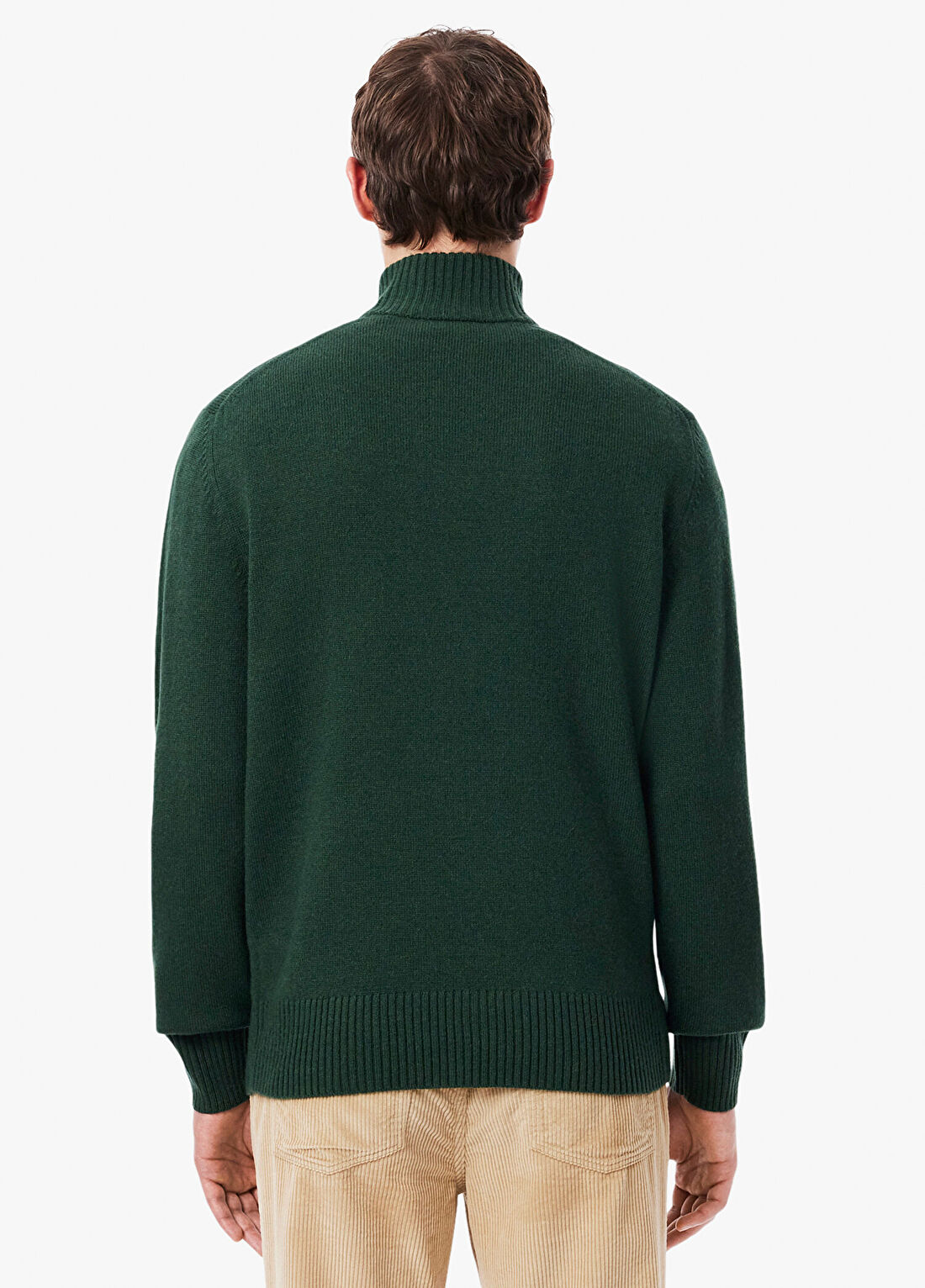 Lacoste Koyu Yeşil Yün Yarım Fermuarlı Classic Fit Erkek Kazak görsel 3